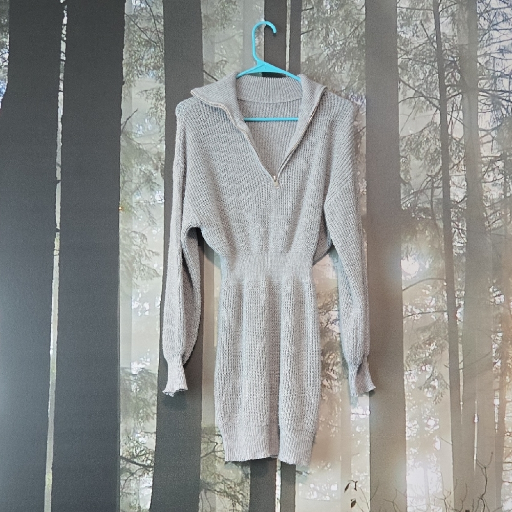 SHEIN Long Sleeve Knit Dress in Gray